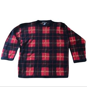 Vintage Gitano Plaid Red and Black Sweater